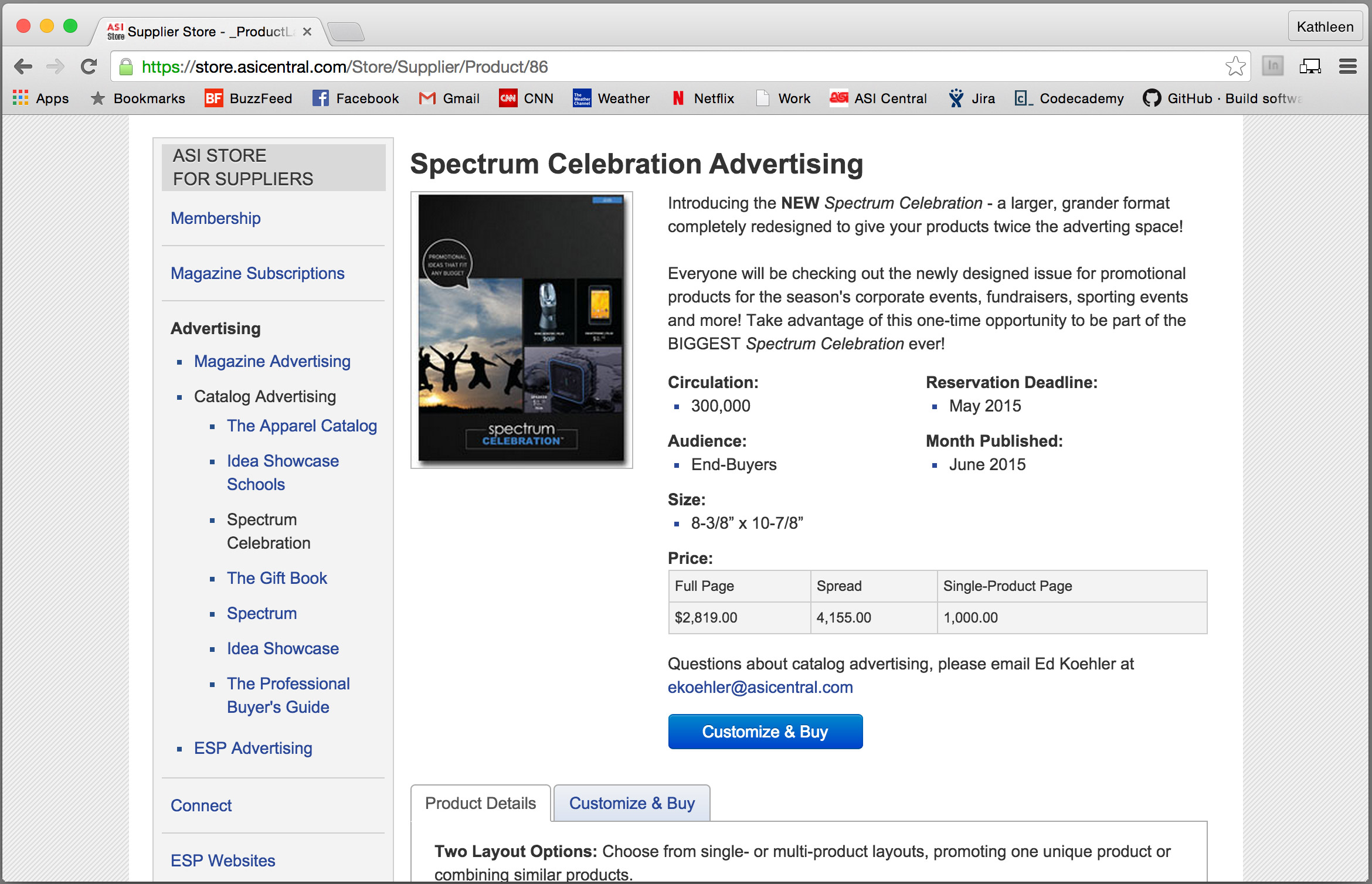 asistore spectrum celebration advertising page