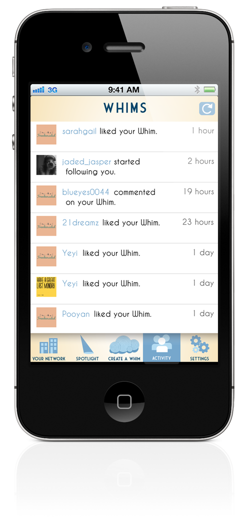 whims ios activity screen
