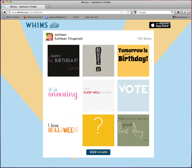 whims profile page